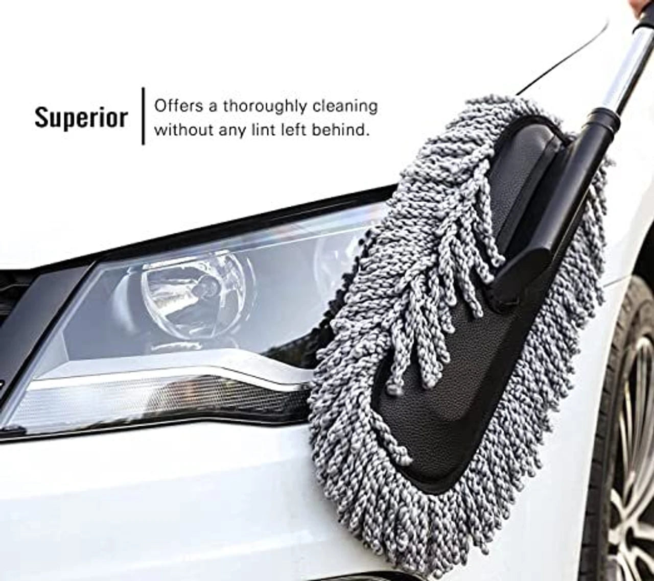 Multi-Purpose Microfiber Car Wash Brush Mop With Handle – Auto Cleaning and Dusting Tool